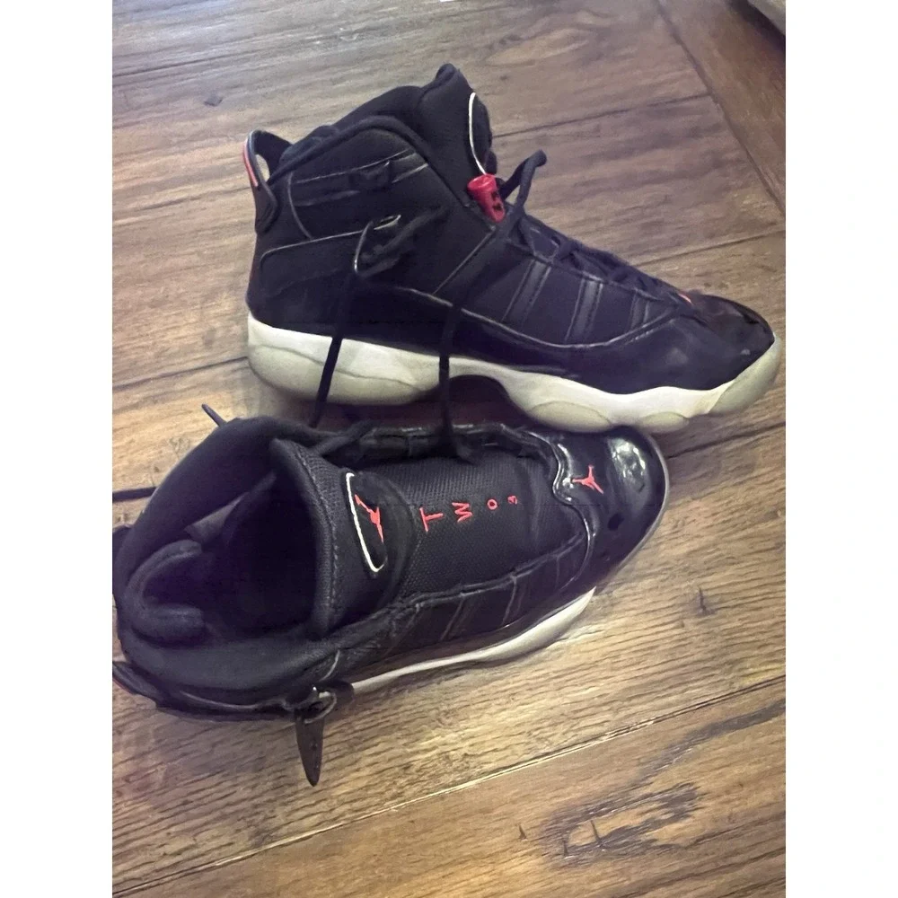 Nike Air Jordan 6 Rings Men's Size 9 Black/Gym Red/White, No Red‎ Clip On 1 Lace